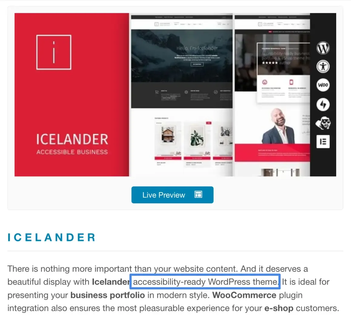 wordpress with accessibility ready theme
