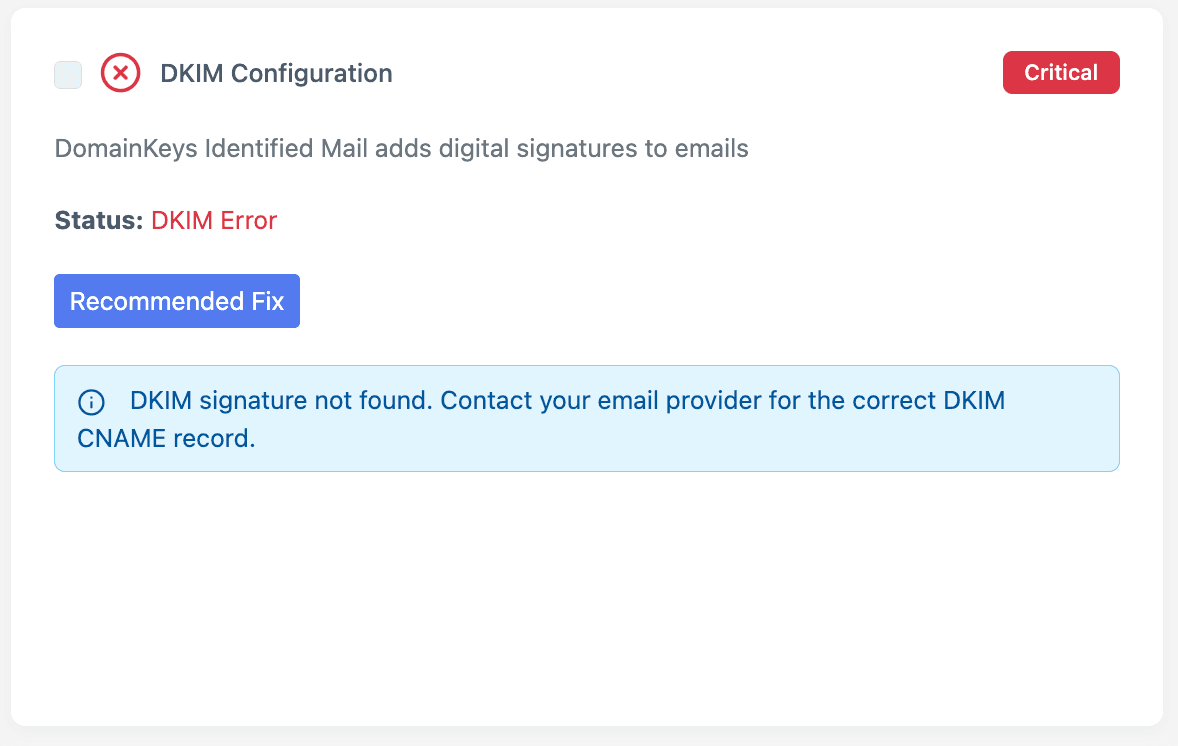 detect dkim errors with kapient.com