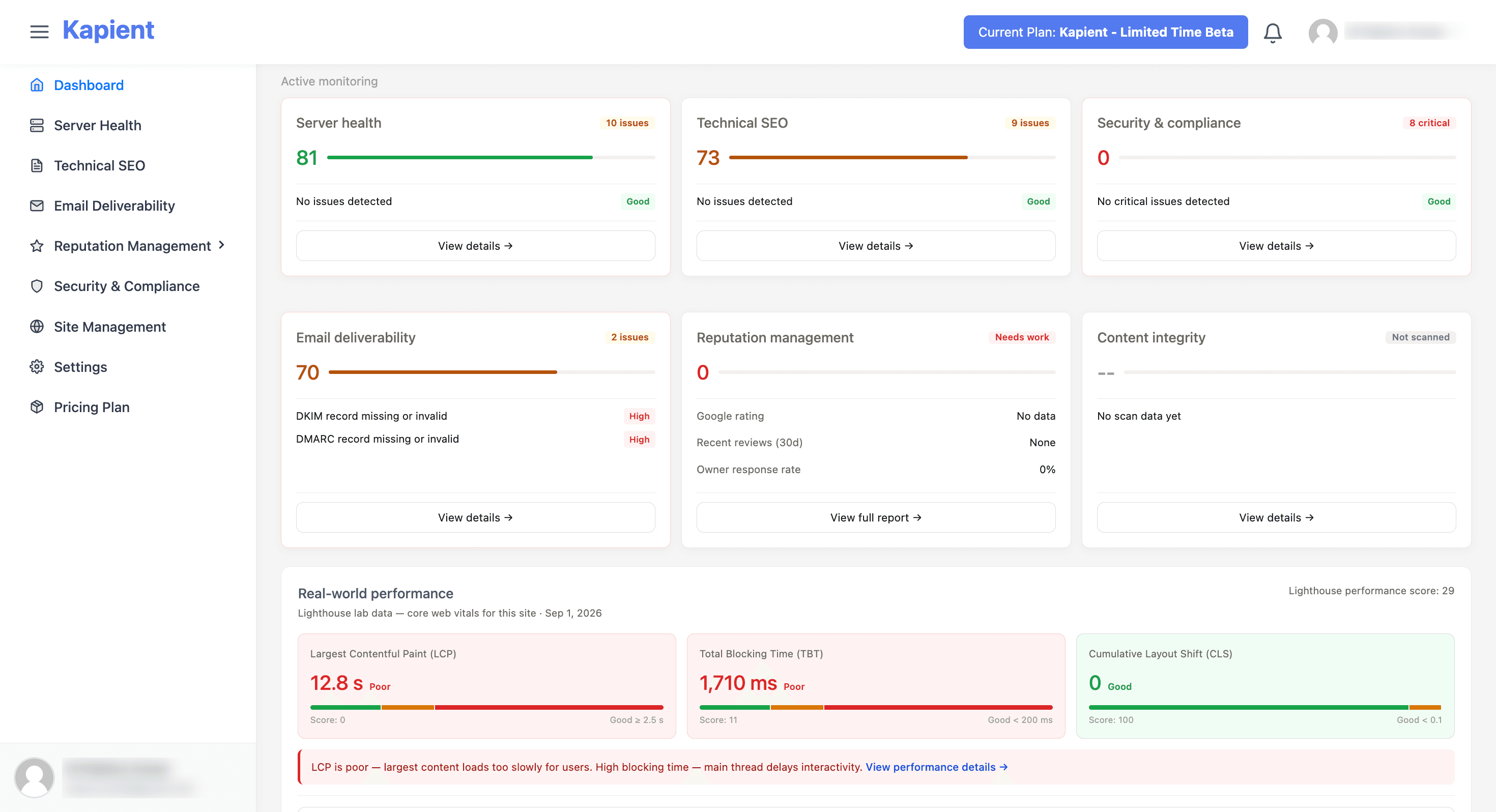 Kapient Dashboard