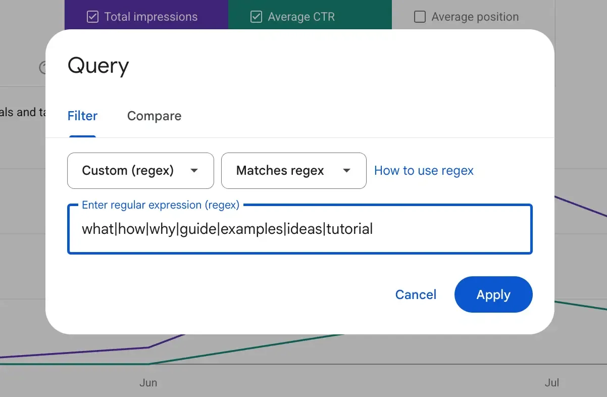 filter query with regex