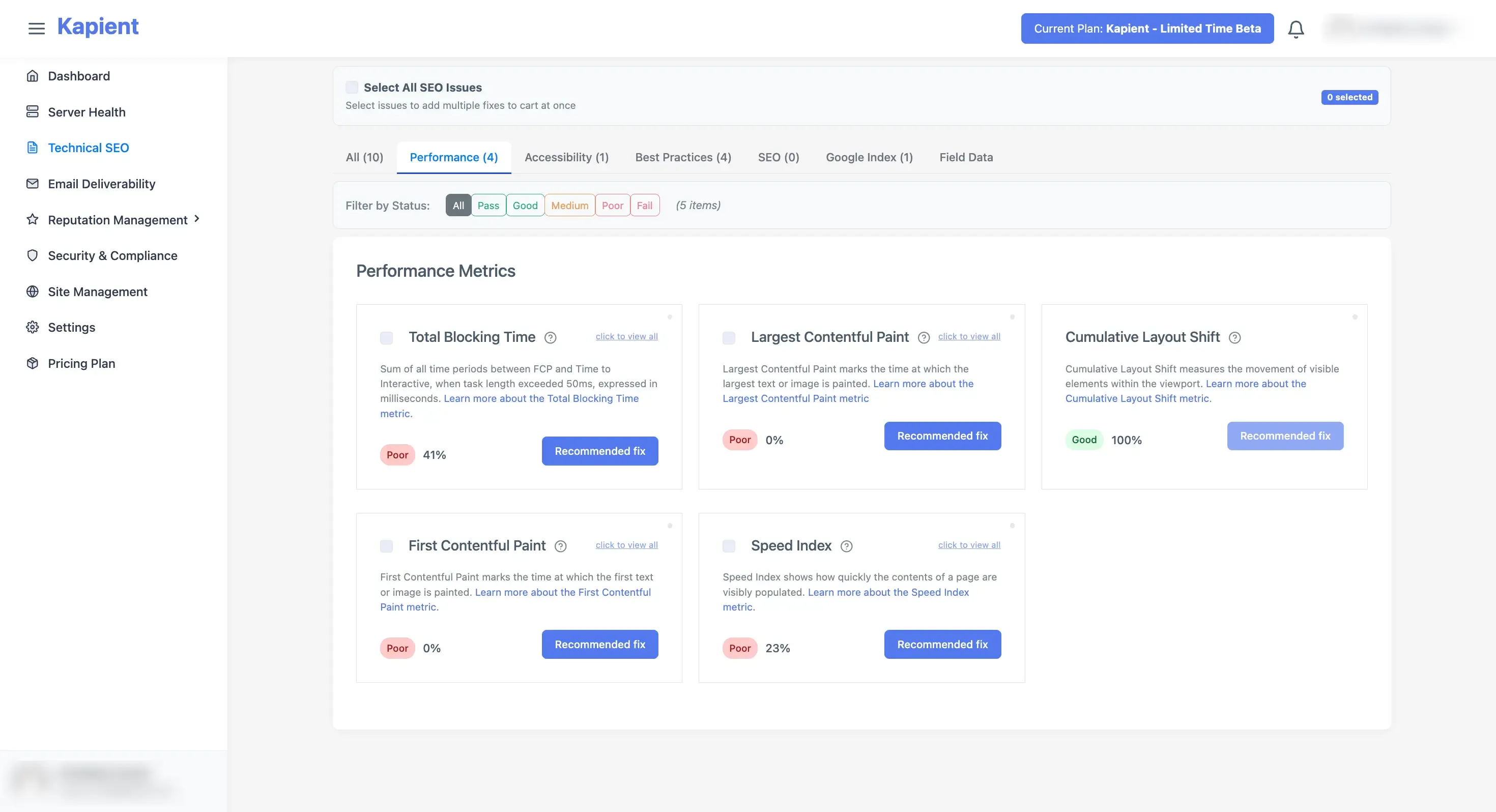 Recommended Fix : Generate step-by-step instructions to fix issues